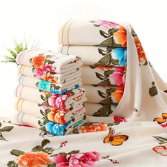 Soft Flower Pattern Hand Towel 29.53x13.78in