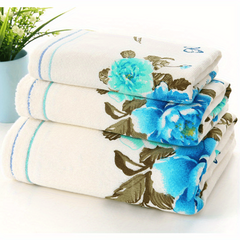 Soft Flower Pattern Hand Towel 29.53x13.78in