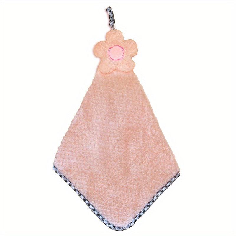 Flower Pattern Hanging Hand Towel Microfiber Quick Dry Soft Towel