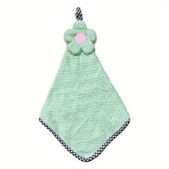 Flower Pattern Hanging Hand Towel Microfiber Quick Dry Soft Towel
