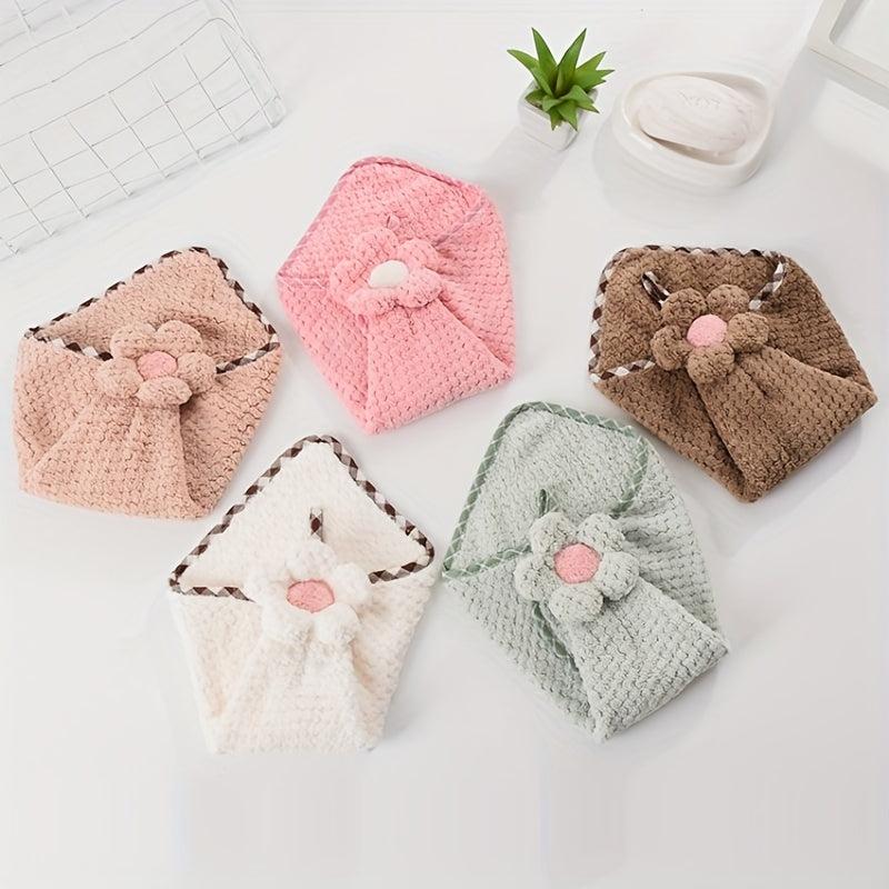 Flower Pattern Hanging Hand Towel Microfiber Quick Dry Soft Towel