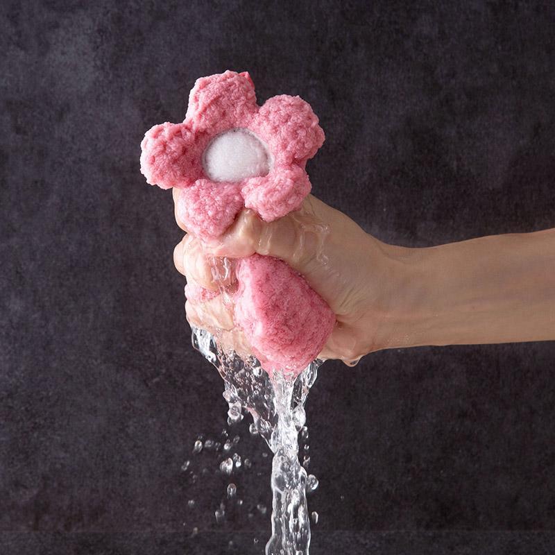 Flower Pattern Hanging Hand Towel Microfiber Quick Dry Soft Towel