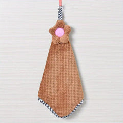 Flower Pattern Hanging Hand Towel Microfiber Quick Dry Soft Towel