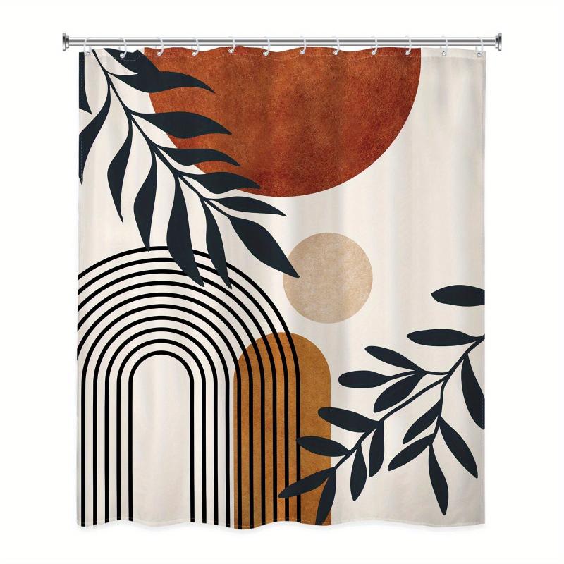 Block Pattern Shower Curtain Waterproof Fabric Bath Decor