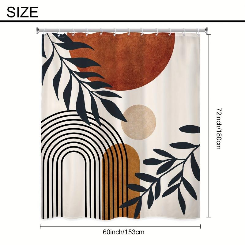 Block Pattern Shower Curtain Waterproof Fabric Bath Decor