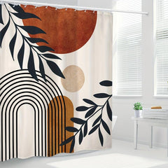 Block Pattern Shower Curtain Waterproof Fabric Bath Decor