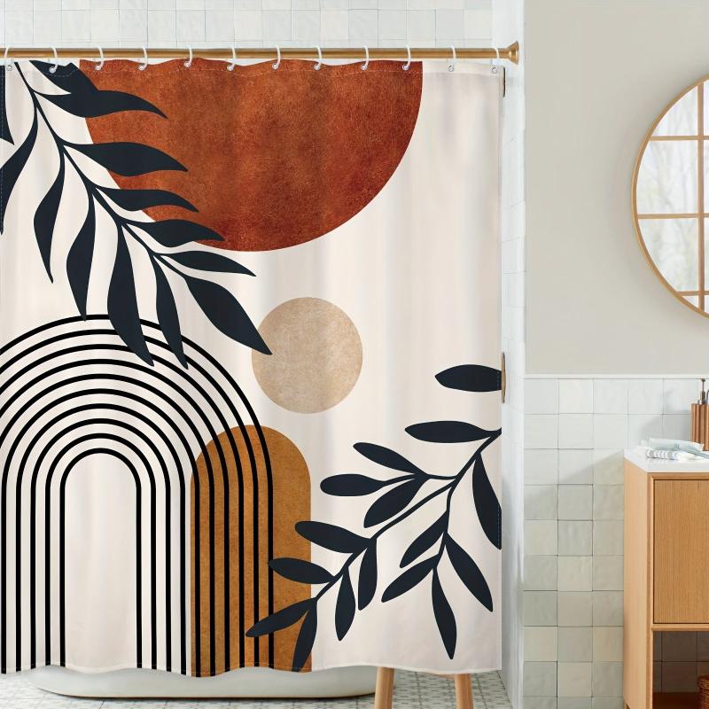 Block Pattern Shower Curtain Waterproof Fabric Bath Decor