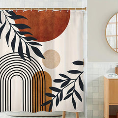 Block Pattern Shower Curtain Waterproof Fabric Bath Decor