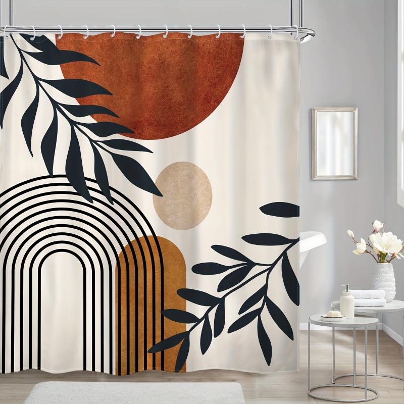 Block Pattern Shower Curtain Waterproof Fabric Bath Decor