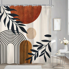 Block Pattern Shower Curtain Waterproof Fabric Bath Decor
