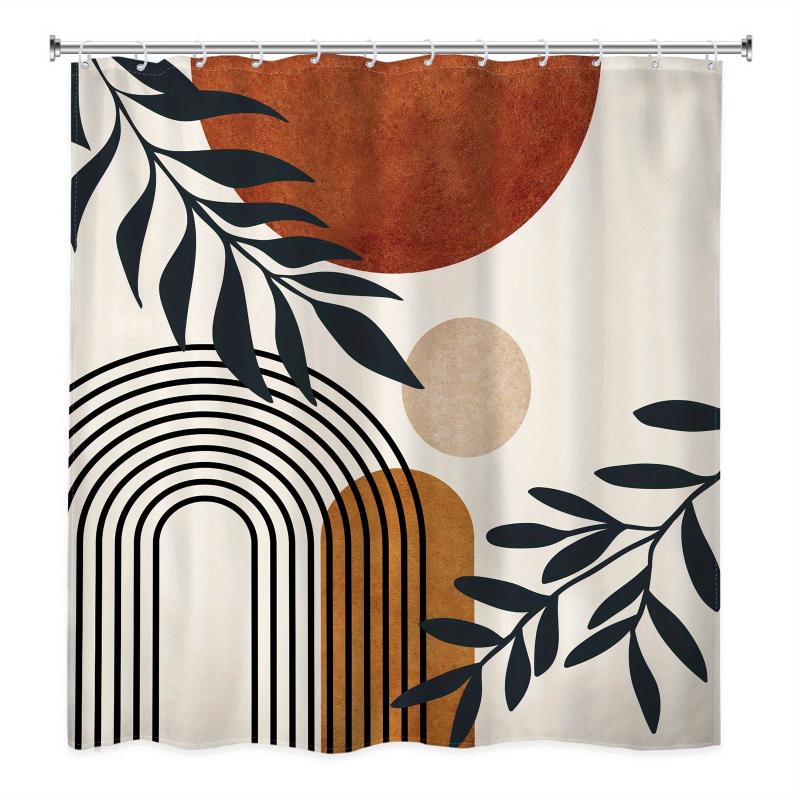 Block Pattern Shower Curtain Waterproof Fabric Bath Decor