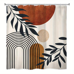 Block Pattern Shower Curtain Waterproof Fabric Bath Decor