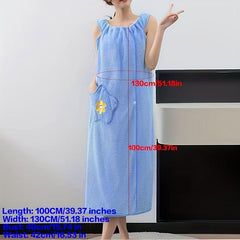 Wearable Bath Towel For Adults Absorbent Bathrobe With Pockets