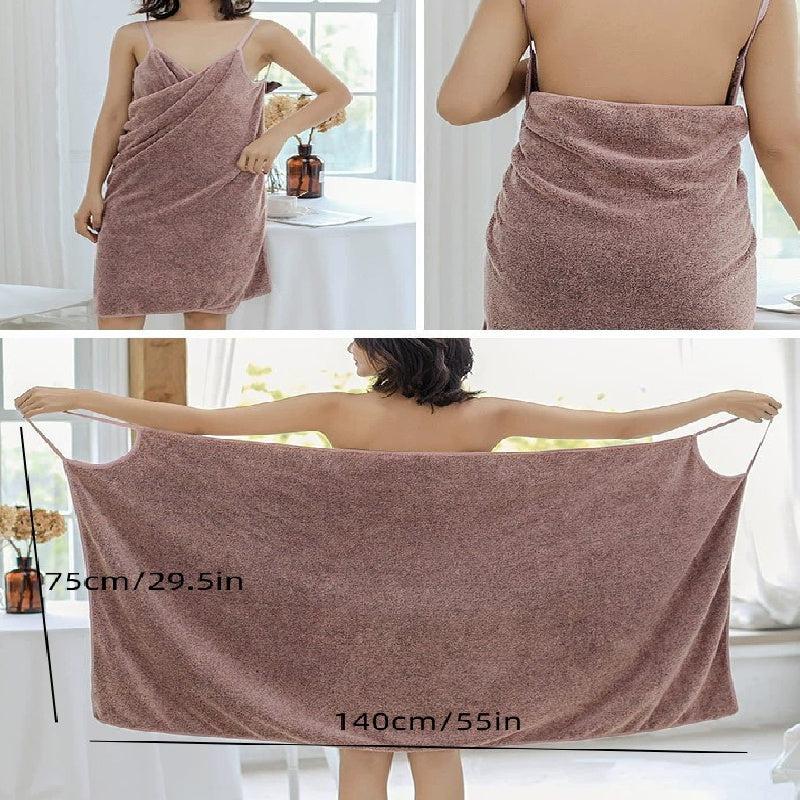 Women's Polyester Coral Velvet Strap Bath Towel