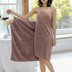 Women's Polyester Coral Velvet Strap Bath Towel