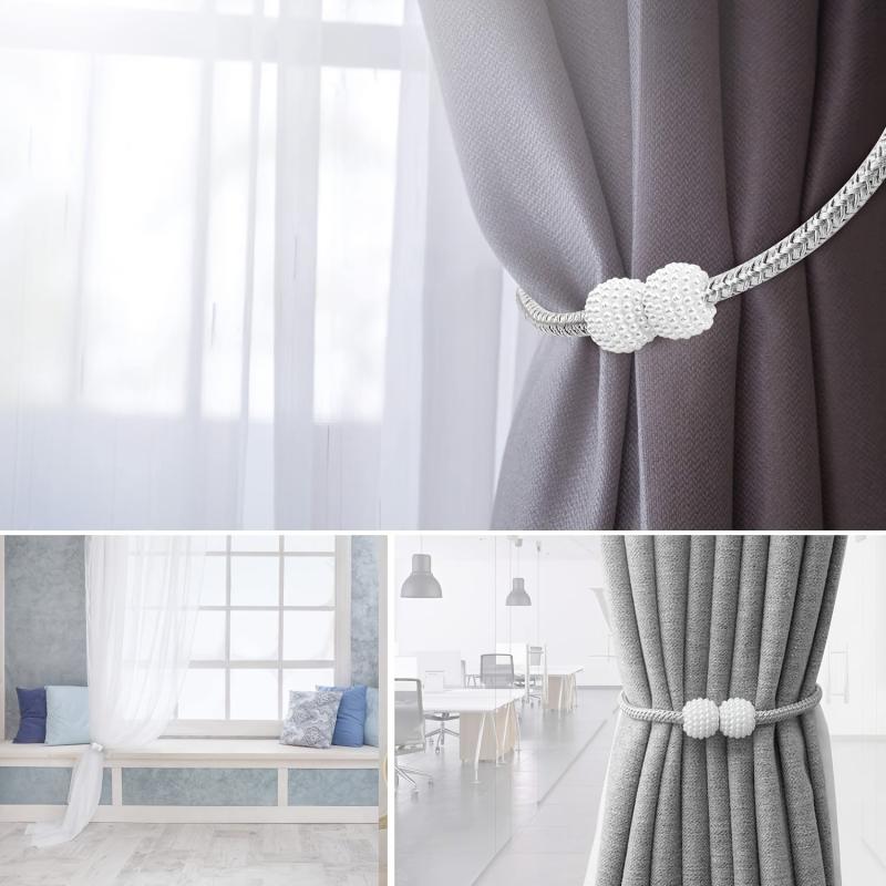 2pcs Magnetic Curtain Tieback Faux Pearl Beaded Drape Tie Back