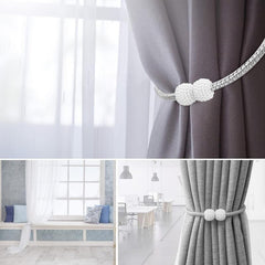2pcs Magnetic Curtain Tieback Faux Pearl Beaded Drape Tie Back