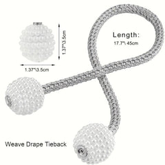 2pcs Magnetic Curtain Tieback Faux Pearl Beaded Drape Tie Back