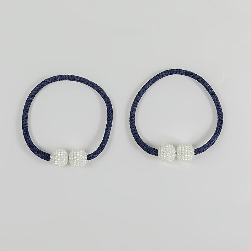 2pcs Magnetic Curtain Tieback Faux Pearl Beaded Drape Tie Back