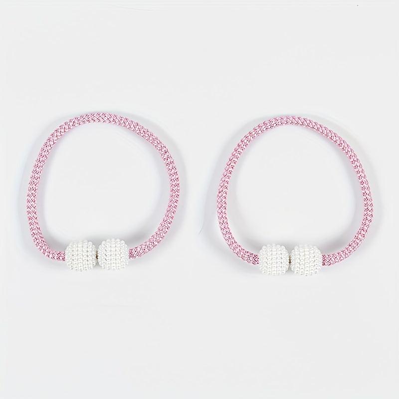 2pcs Magnetic Curtain Tieback Faux Pearl Beaded Drape Tie Back