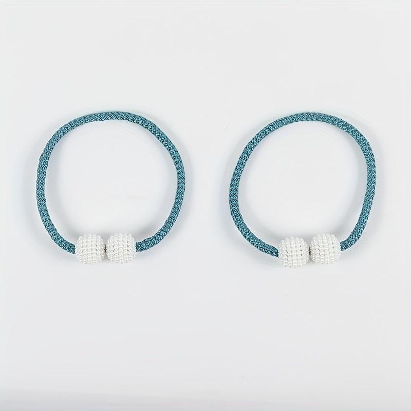 2pcs Magnetic Curtain Tieback Faux Pearl Beaded Drape Tie Back