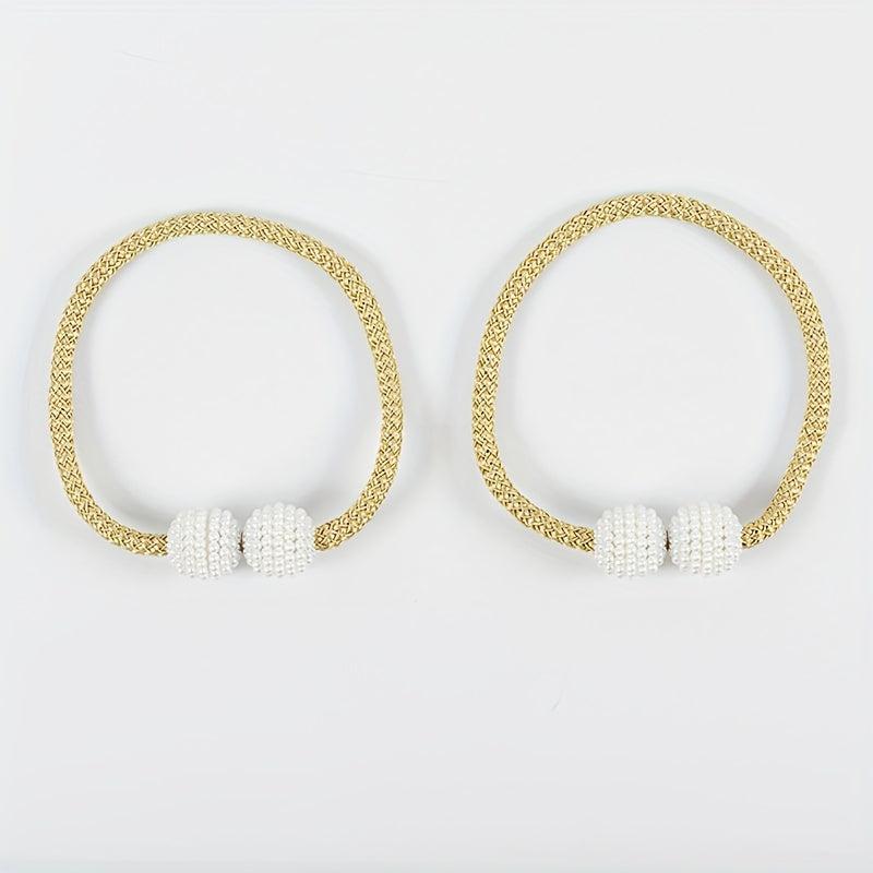 2pcs Magnetic Curtain Tieback Faux Pearl Beaded Drape Tie Back