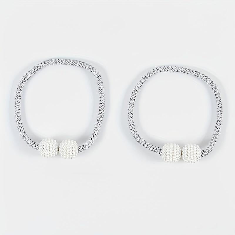 2pcs Magnetic Curtain Tieback Faux Pearl Beaded Drape Tie Back