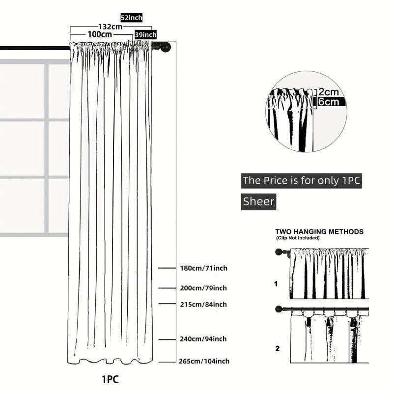 Line Embroidery Sheer Curtain Modern Geometric Window Rod Pocket - Home Decor