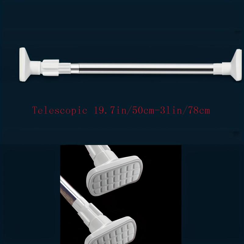 Non Slip Stainless Steel Shower Curtain Rod Telescopic Drill and Secure