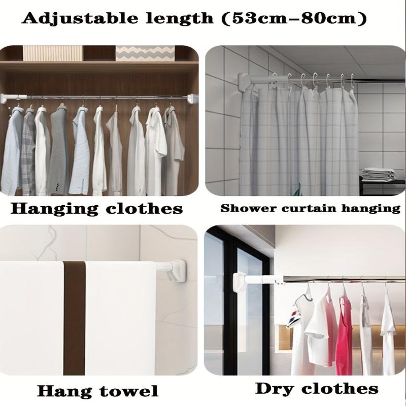 Non Slip Stainless Steel Shower Curtain Rod Telescopic Drill and Secure