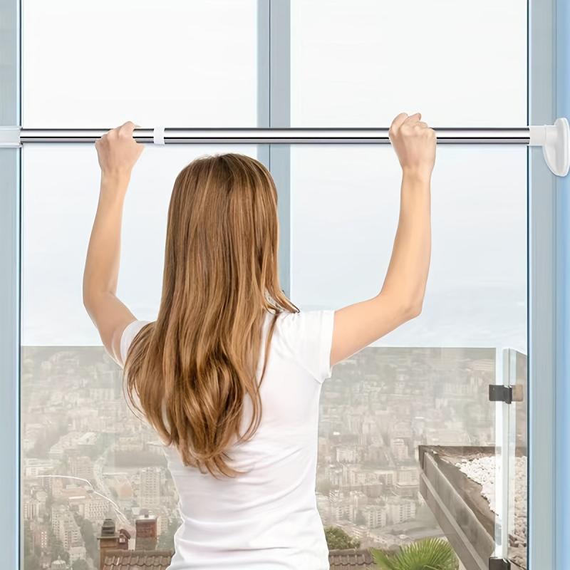 Non Slip Stainless Steel Shower Curtain Rod Telescopic Drill and Secure