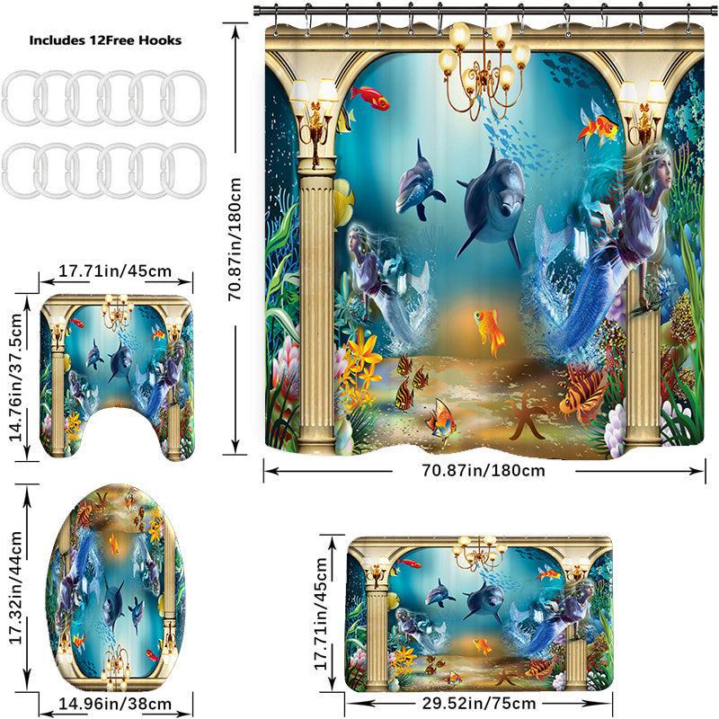 Colorful Sea Life Shower Curtain Bathroom Set