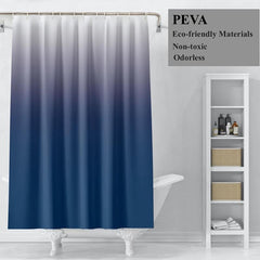 Gradient Shower Curtain Set with 12 Hooks - 71x71 - Waterproof & Non-Toxic