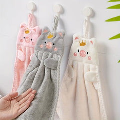 1pc Piggy Hand Towel Coral Velvet Kitchen Towel