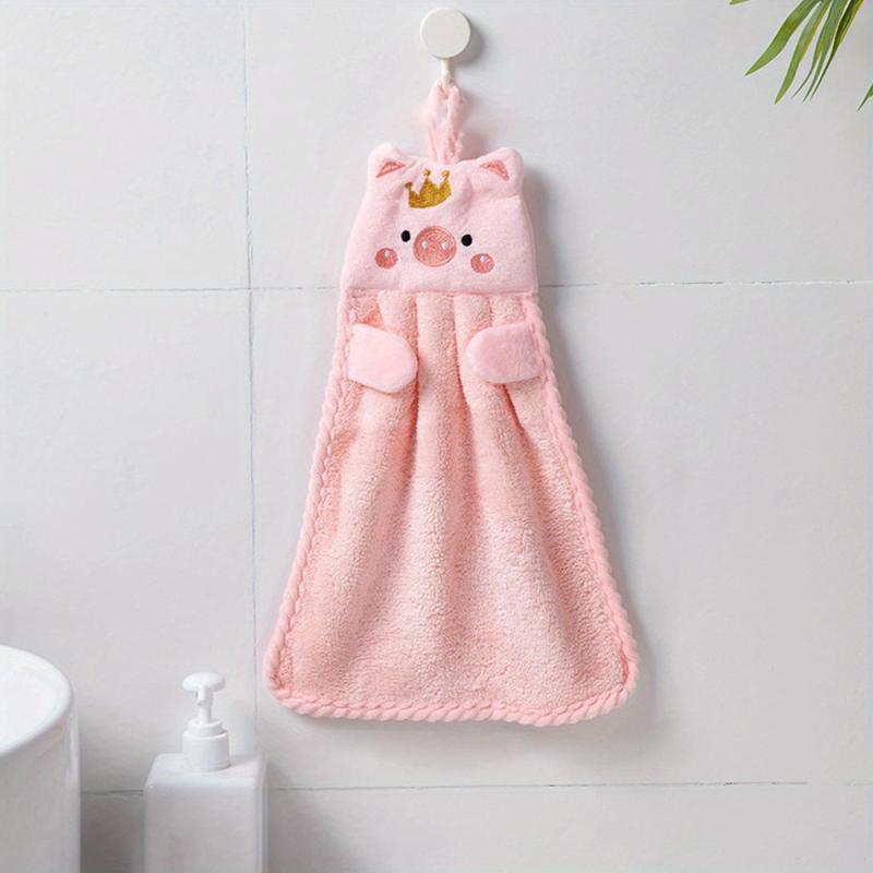 1pc Piggy Hand Towel Coral Velvet Kitchen Towel