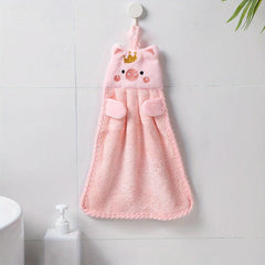 1pc Piggy Hand Towel Coral Velvet Kitchen Towel