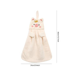 1pc Piggy Hand Towel Coral Velvet Kitchen Towel