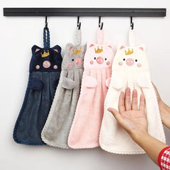 1pc Piggy Hand Towel Coral Velvet Kitchen Towel