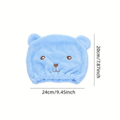 Bear Hair Drying Cap Cute Animal Hair Towel Quick-drying Shower Cap for Women