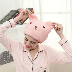 Bear Hair Drying Cap Cute Animal Hair Towel Quick-drying Shower Cap for Women