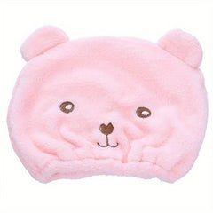 Bear Hair Drying Cap Cute Animal Hair Towel Quick-drying Shower Cap for Women