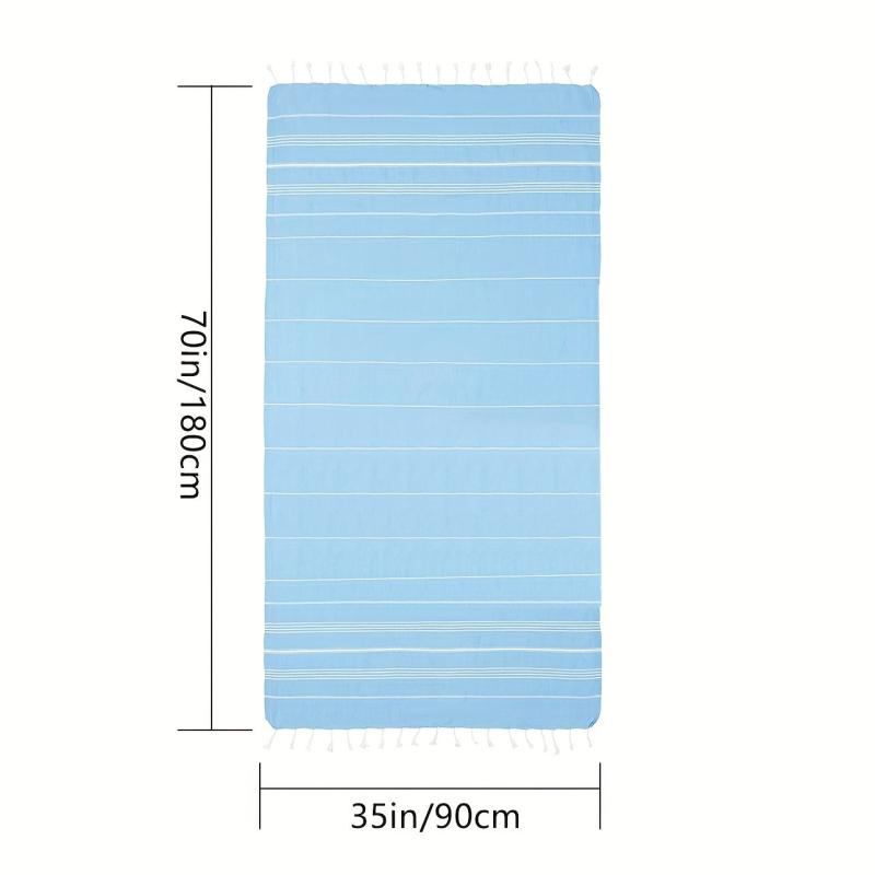 Striped Beach Towel with Tassels Soft Absorbent Quick Drying