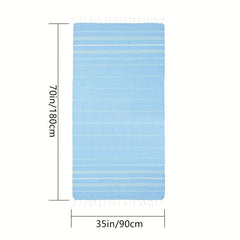 Striped Beach Towel with Tassels Soft Absorbent Quick Drying