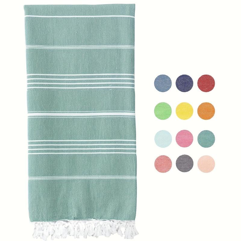 Striped Beach Towel with Tassels Soft Absorbent Quick Drying