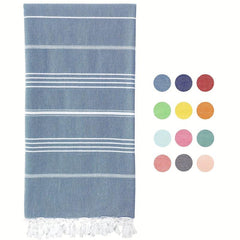 Striped Beach Towel with Tassels Soft Absorbent Quick Drying