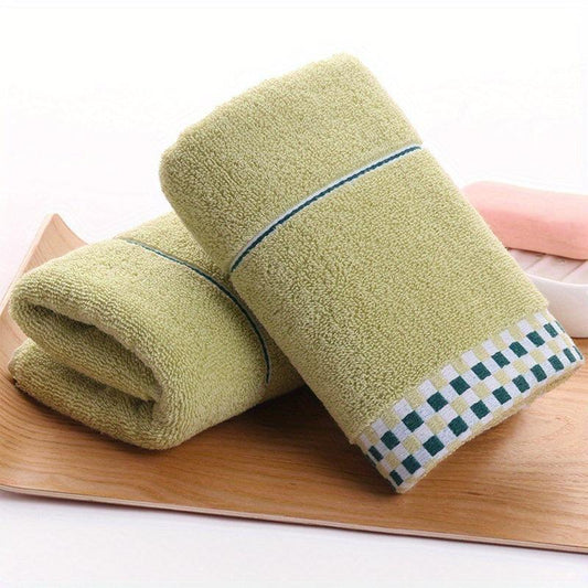 Absorbent Cotton Hand Towel Plaid Pattern Soft And Thickened
