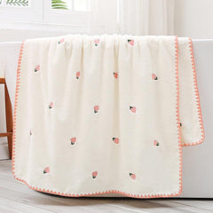 Peach Lemon Bath Towel Set Thick Absorbent No Hair Shedding