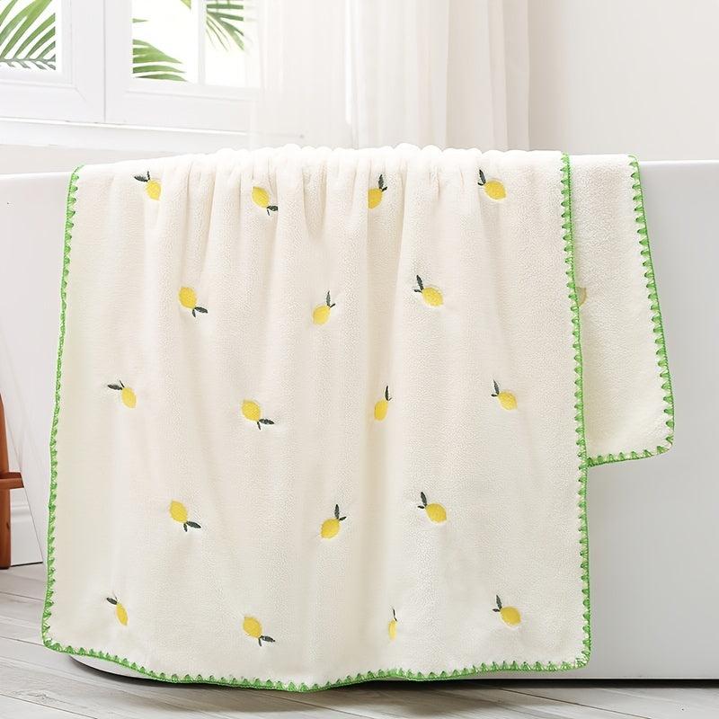 Peach Lemon Bath Towel Set Thick Absorbent No Hair Shedding