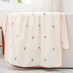 Peach Lemon Bath Towel Set Thick Absorbent No Hair Shedding
