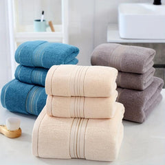 3pc Cotton Towel Set Bath & Hand Towel 450gsm Plush Spa Bathroom Towel
